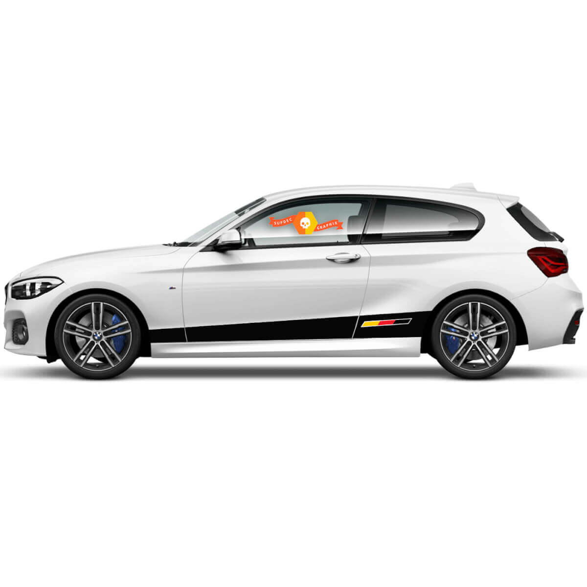 Coppia di adesivi in vinile grafici Stickers laterali bmw 1 serie 2015 Palette del pannello laterale sulla striscia
