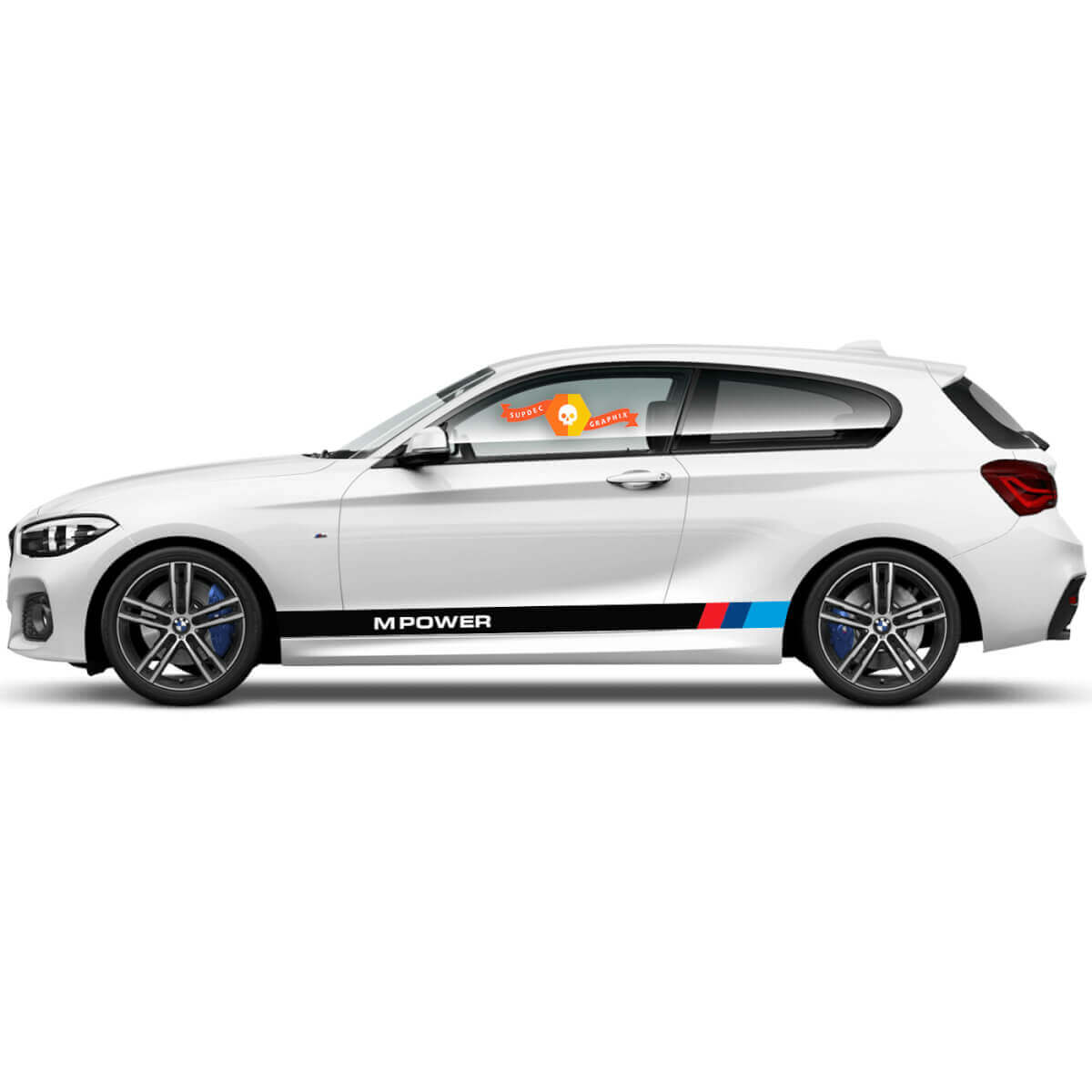 Coppia adesivi in vinile grafici sticker laterali bmw 1 series 2015 Rocker panel M POWER nuovo
