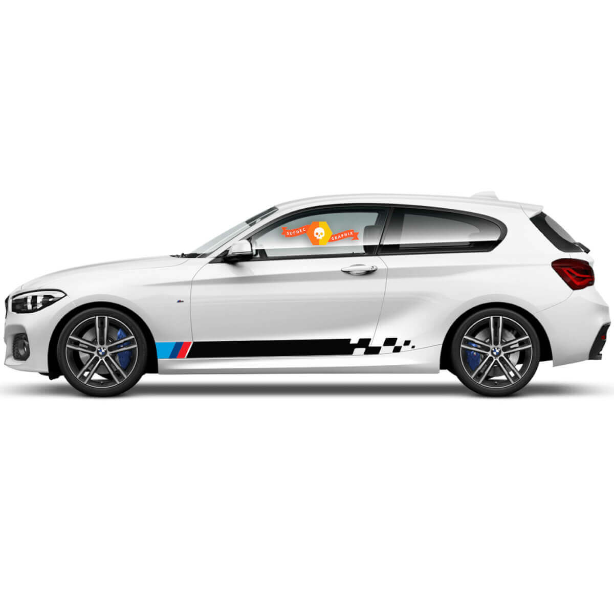 Coppia di adesivi in vinile Grafica Adesivi laterali bmw 1 serie 2015 Strisce da corsa sul pannello laterale 2022
