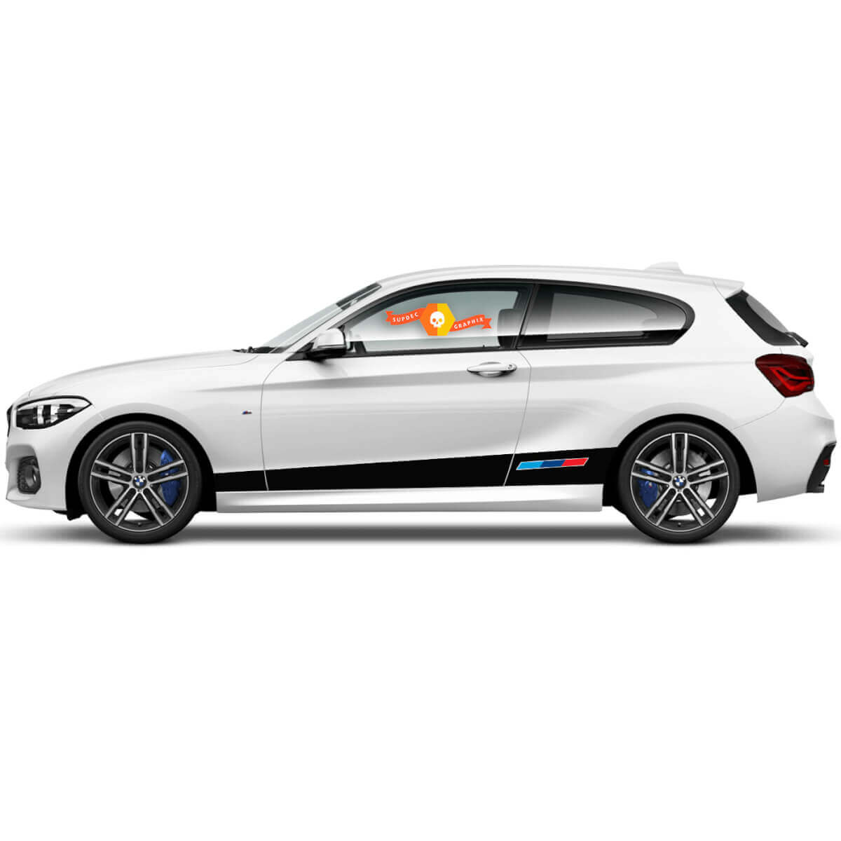 Coppia di adesivi in vinile grafico sticker laterale bmw 1 serie 2015 Stile Racing pannello laterale
