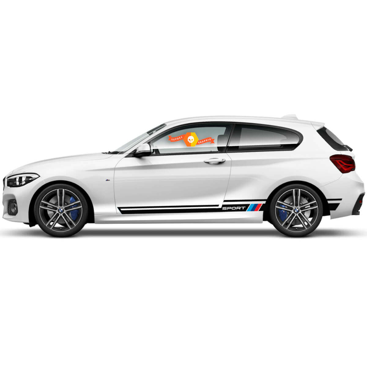 2x Adesivi in vinile Grafica Stickers laterali bmw 1 serie 2015 stile Racing pannello laterale
