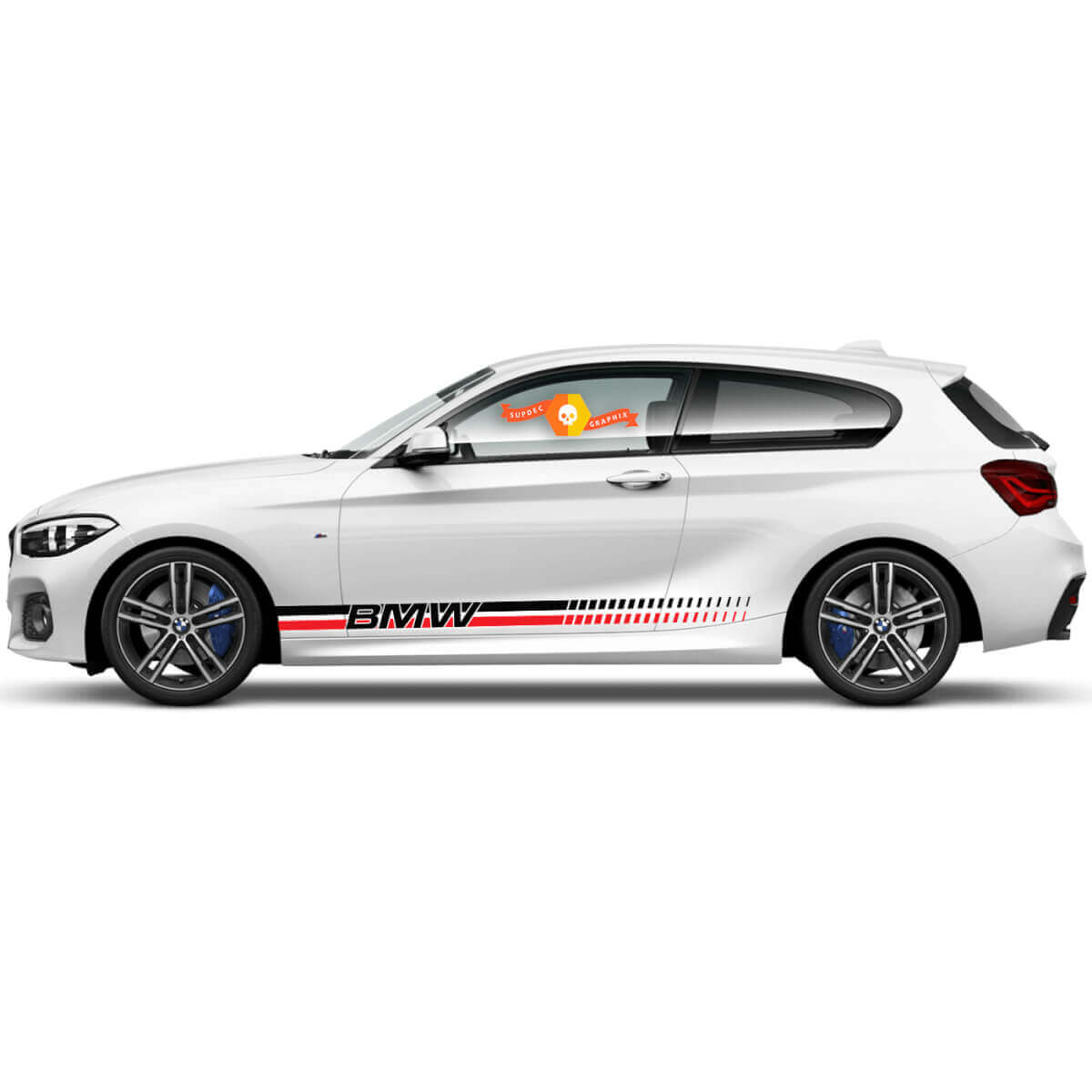 2x Adesivi in vinile Grafica Stickers laterali bmw 1 serie 2015 pannello laterale Stile Racing nuovo

