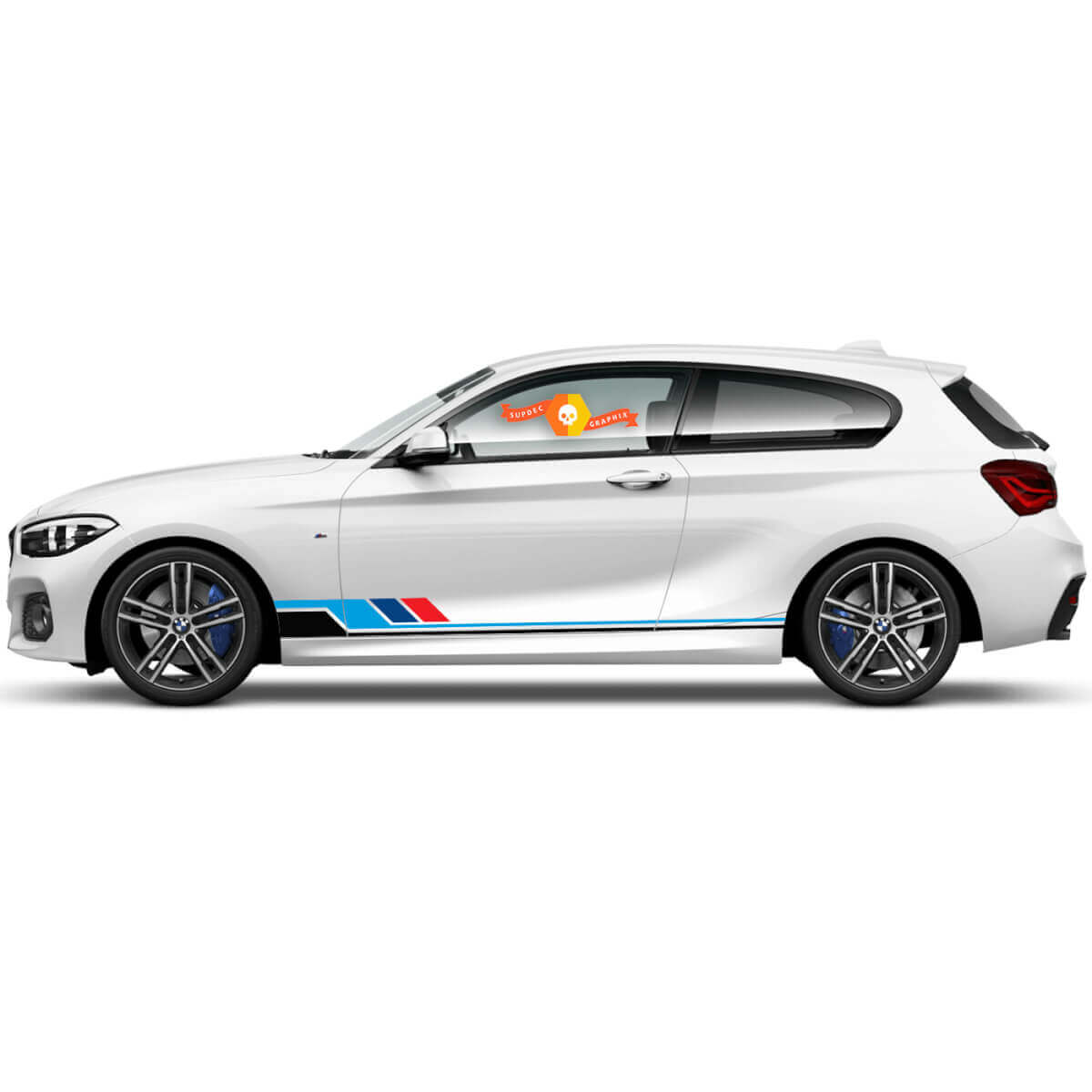2x Adesivi in vinile Grafica Stickers laterali bmw 1 series 2015 strisce del pannello laterale nuovo
