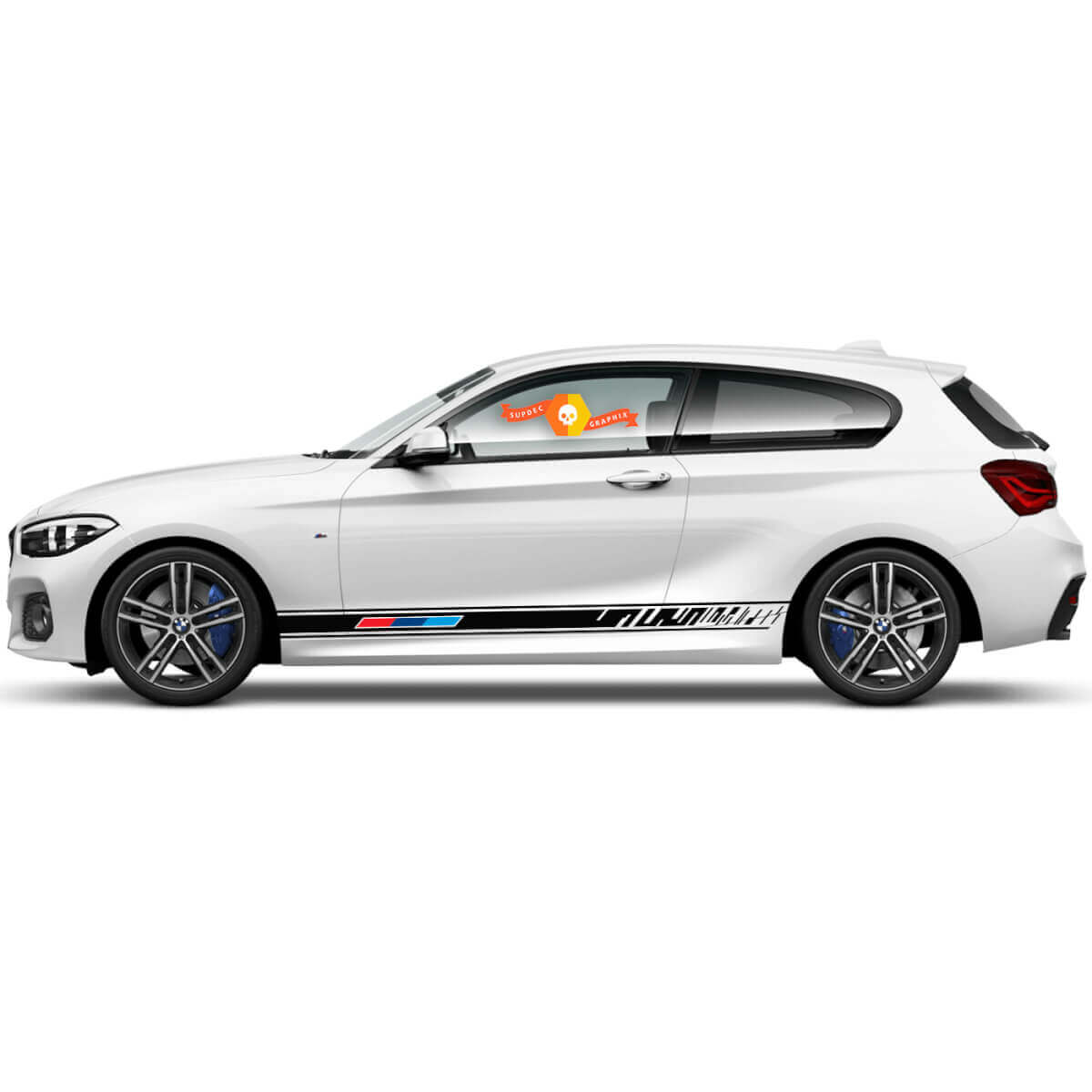 2 x Adesivi in vinile Grafica Stickers laterali bmw 1 serie 2015 strisce del pannello laterale
