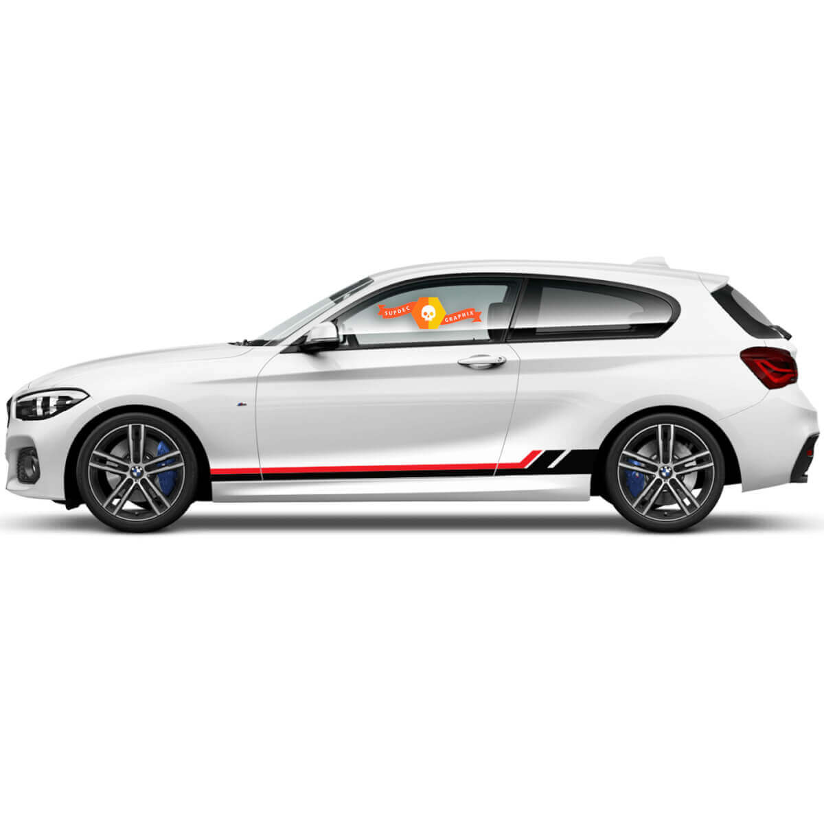 2 x Adesivi in vinile Grafica Stickers laterali bmw 1 serie 2015 strisce del pannello laterale ora
