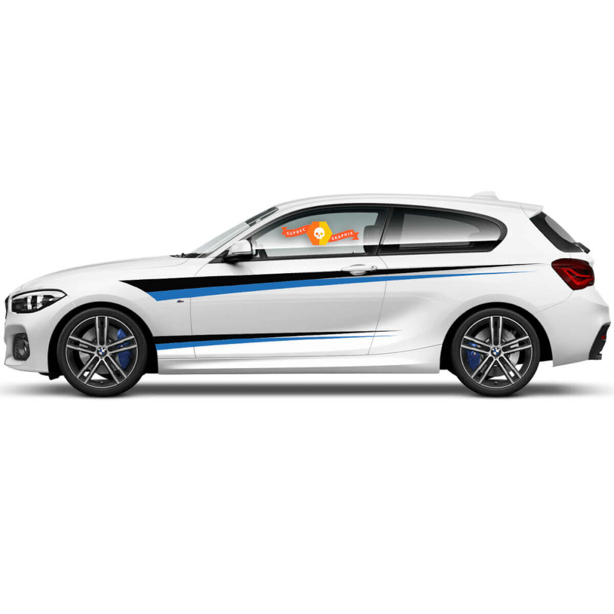 2 x Adesivi in vinile Grafica Adesivi laterali bmw 1 series 2015 strisce dritte porta
