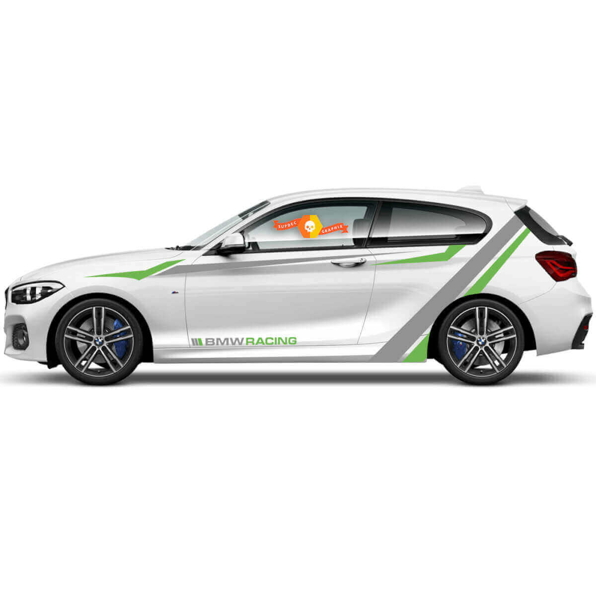 Kit Adesivi Vinile Strisce Laterali Stile Racing Per BMW Serie 1 2015