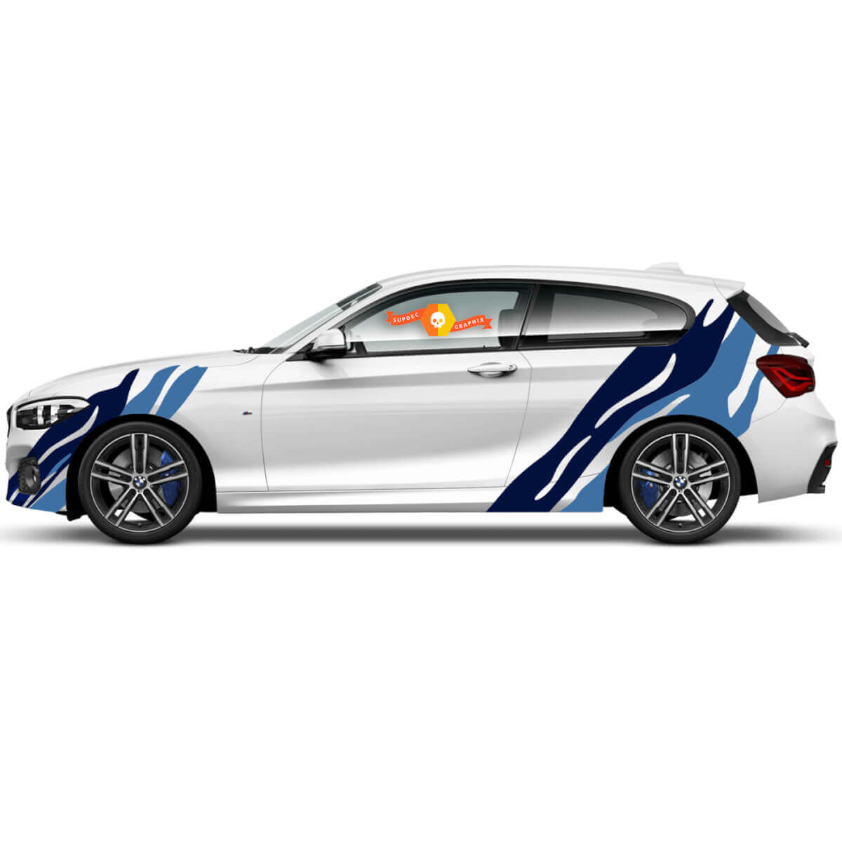 2 x Adesivi in vinile Grafica Stickers laterali bmw 1 serie 2015 stile mare
