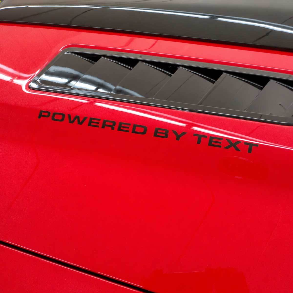 Set di Adesivi in Vinile per Cofano Powered By "Testo Personalizzato" per Musclecar Musclecarmodel GT