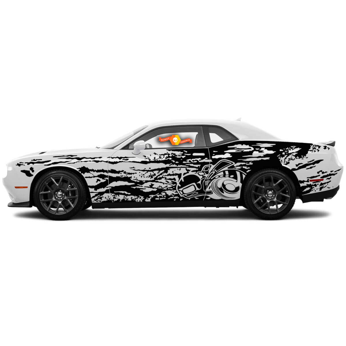 Coppia Adesivi Laterali Stile Grunge Super Bee per Dodge Challenger Charger