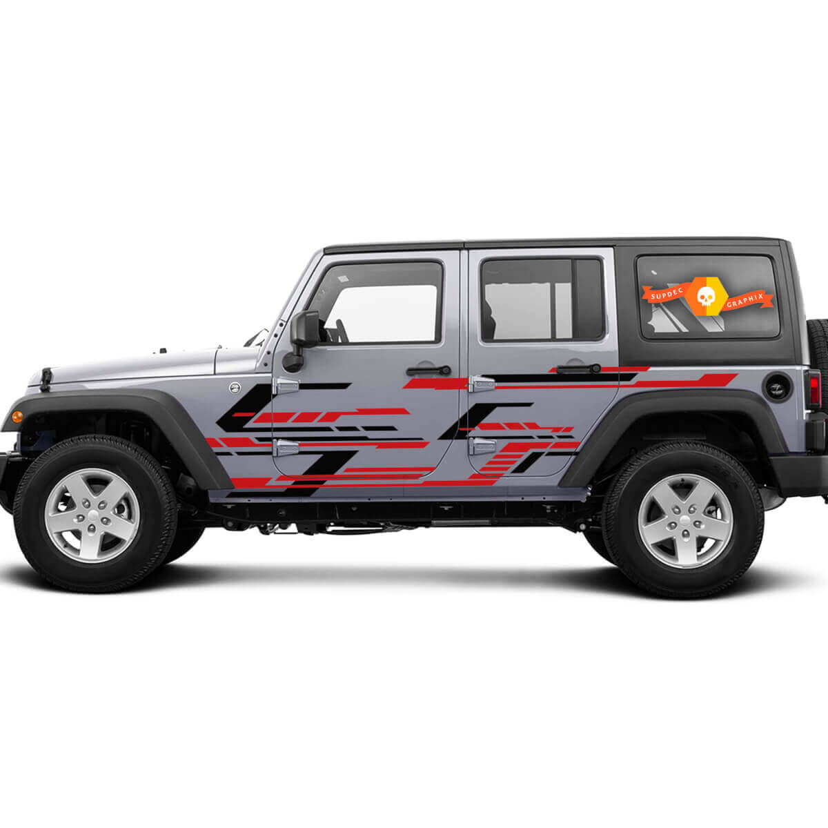 Adesivo Sticker JEEP Nuovo in 2 Colori, grafica per portiere laterali Wrangler con schizzi di fango
