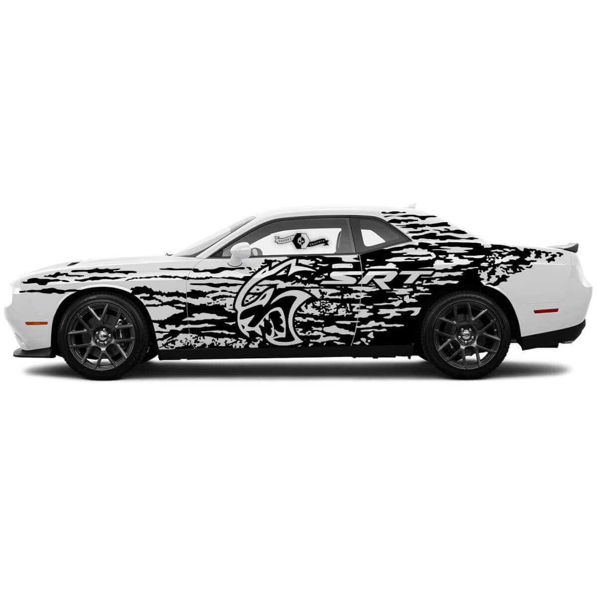 Kit di adesivi vinilici grunge laterali splash distrutti per Dodge Charger o Challenger