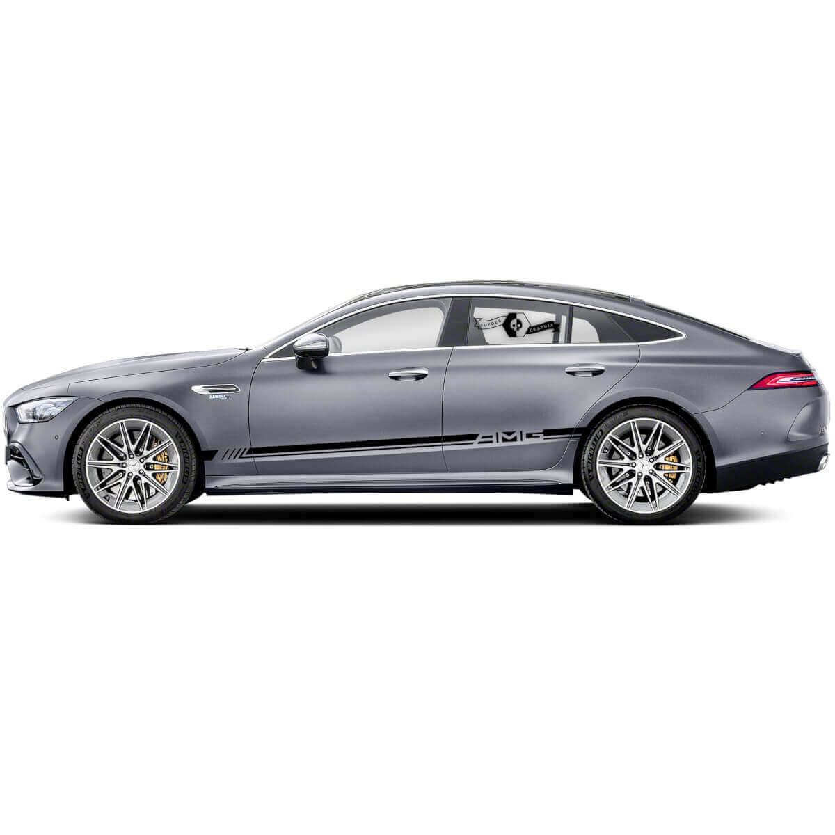 Adesivi a strisce laterali in vinile stile AMG per porte per Mercedes-Benz AMG GT a 4 porte