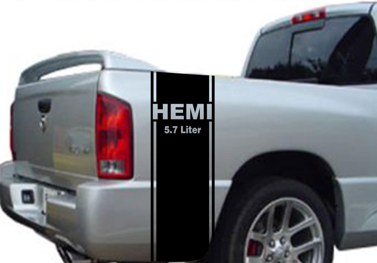 Adesivo in vinile strisce laterali posteriori Hemi 5.7L per Dodge Ram