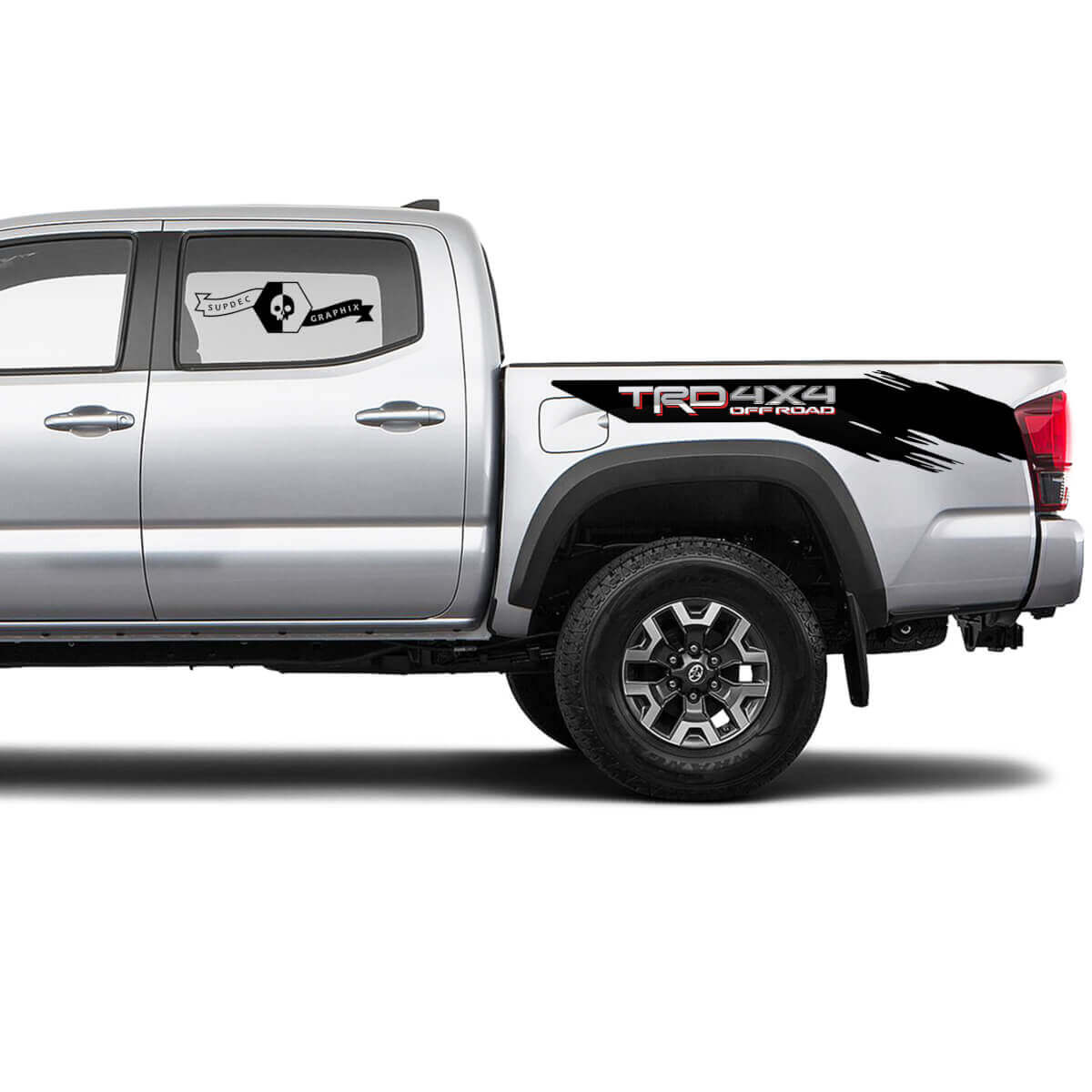 2 Adesivi in Vinile TRD 4x4 Off-Road a Spruzzo Laterale Letto per Toyota Tacoma
