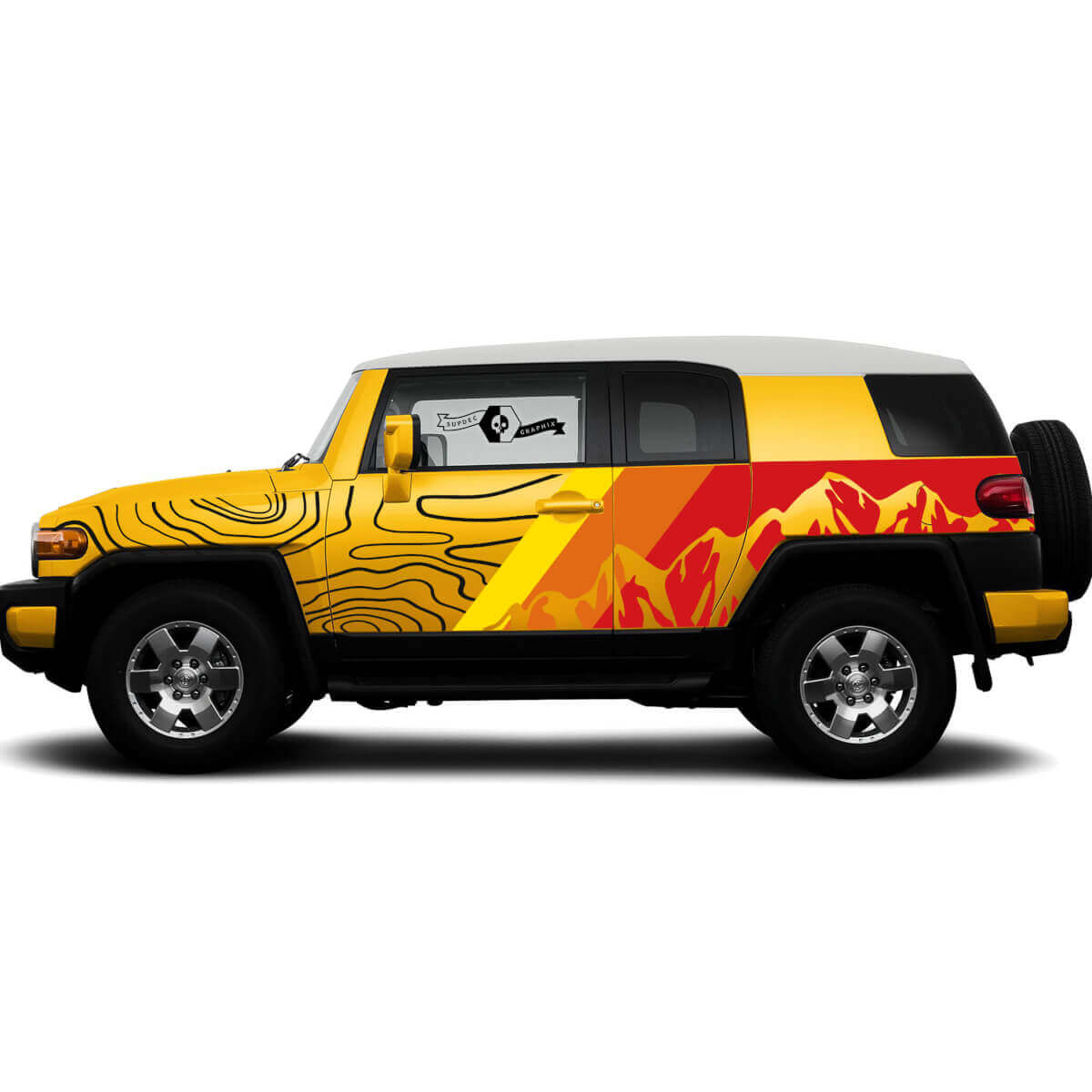Adesivo in Vinile Full Body con Contorno delle Montagne per Toyota FJ Cruiser