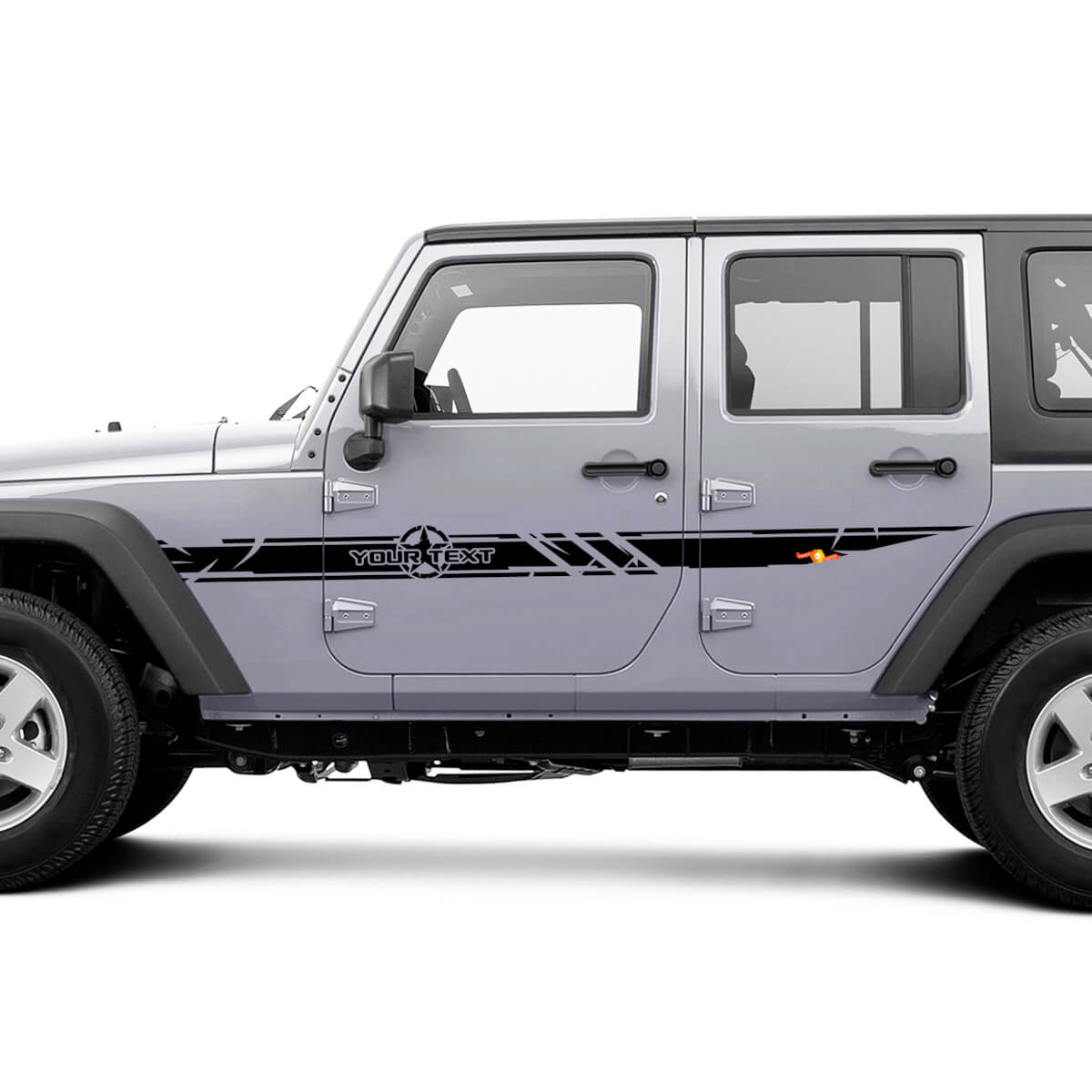 Kit di adesivi in vinile con strisce laterali personalizzate con stella militare consumata per Jeep Wrangler