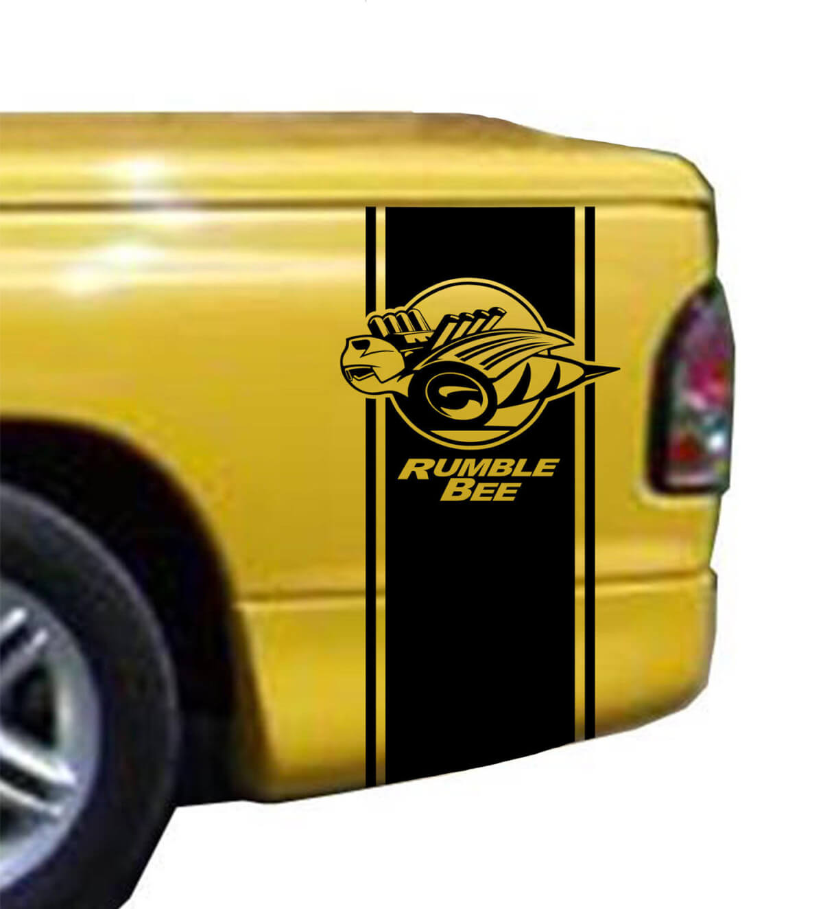 Il kit di strisce per letto Rumble Bee si adatta al bastoncino adesivo in vinile per camion Dodge Ram
