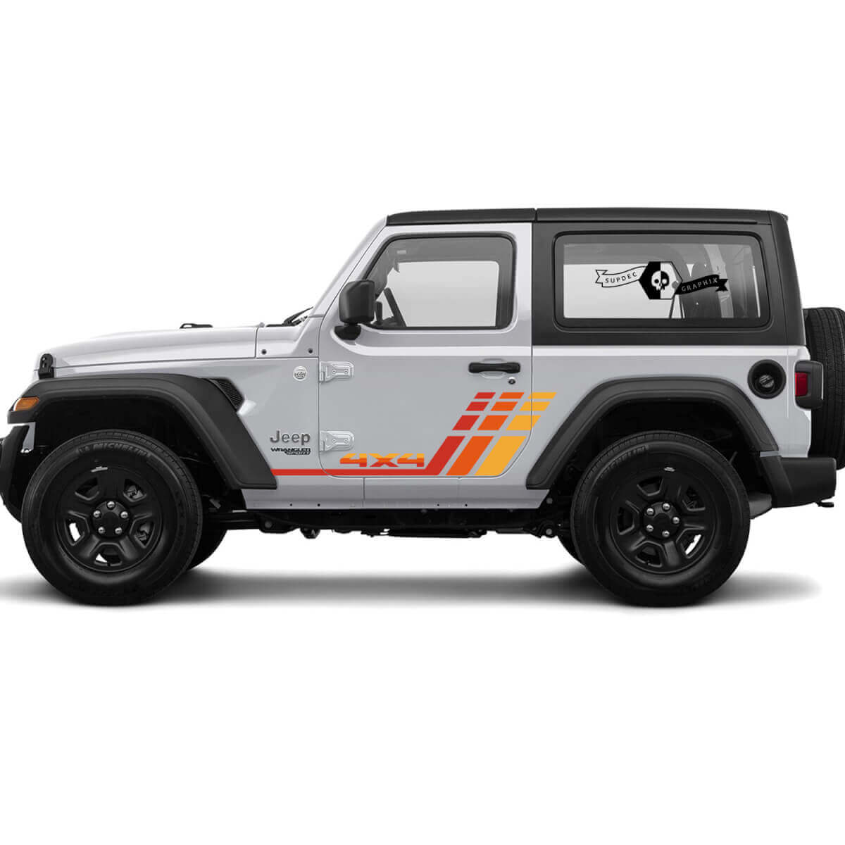 Jeep Rubicon Retro Vintage 4x4 Kit strisce da corsa a 2 porte sportive Kit grafici Off Road.
