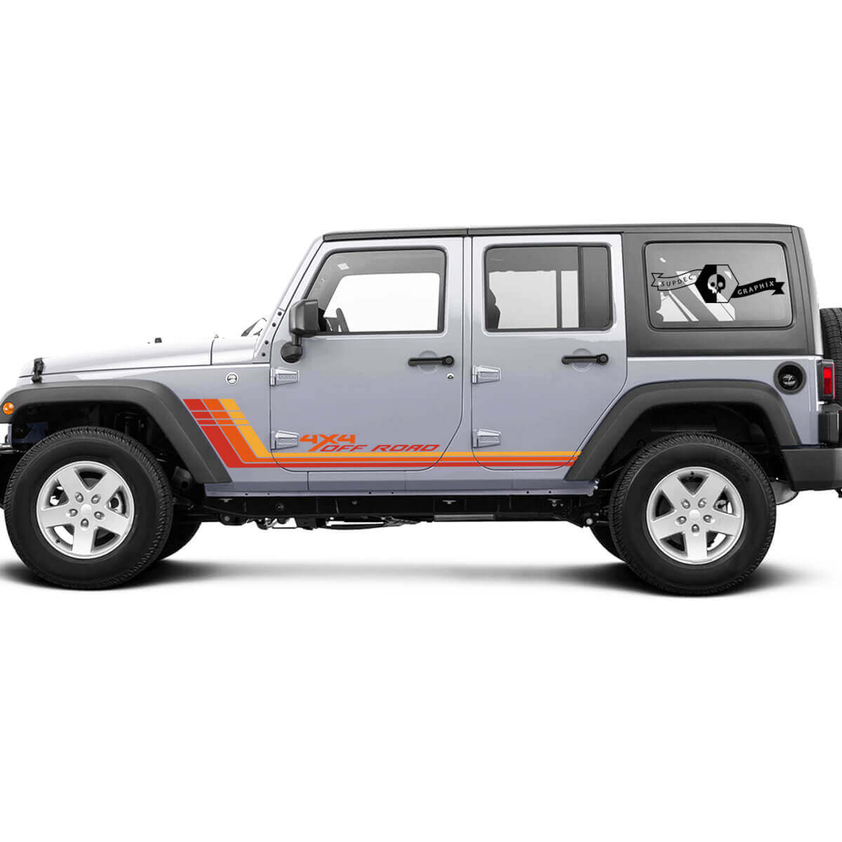 Jeep Rubicon Retro Vintage 4x4 Fuoristrada 4 porte kit strisce da corsa sportive Kit grafici Off Road
