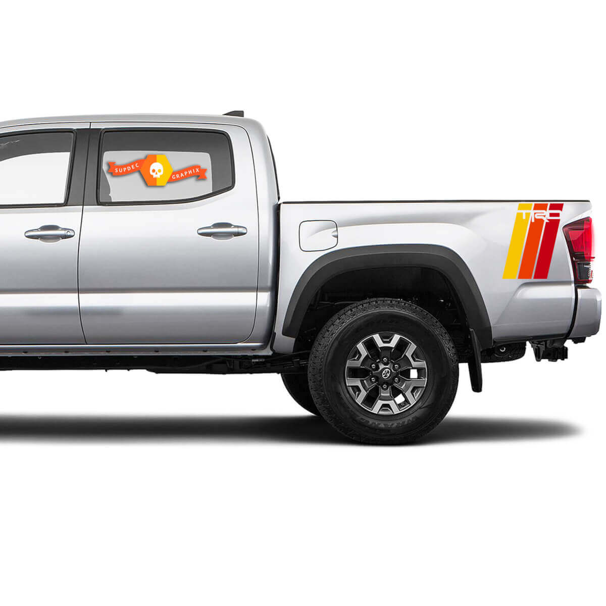 Coppia di adesivi in vinile a strisce laterali stile retrò TRD per Toyota Tacoma