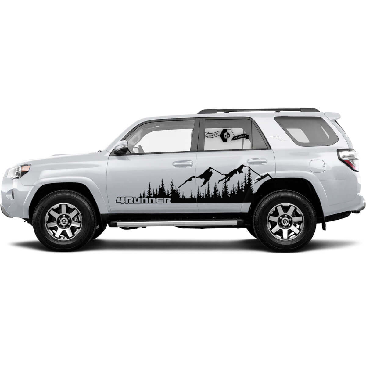 2x Adesivi in Vinile con Montagne e Foresta per Porte Laterali 4Runner WRAP 2 per Toyota 4Runner TRD