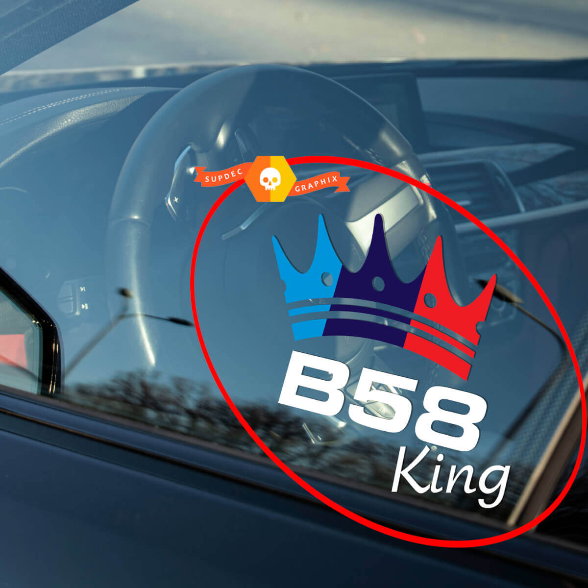 Adesivo in Vinile per Finestra a Corona Stile BMW B58 per BMW