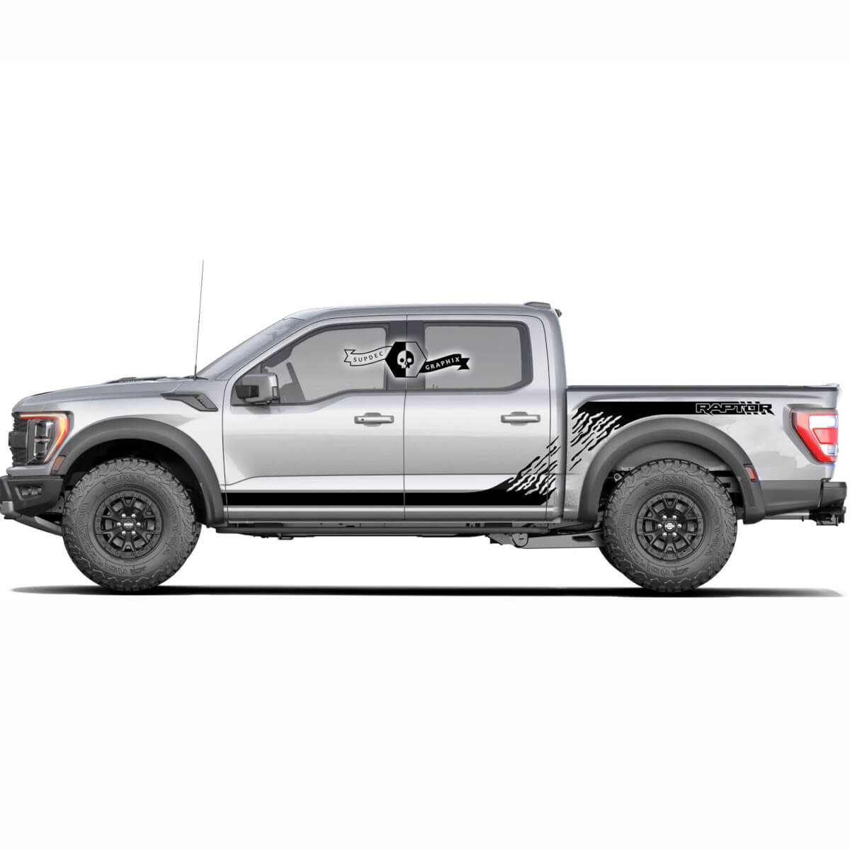 2 coppie Ford F150 Raptor 2020-2022 Nuovo letto laterale e Raptor Side Rocker Pannello Decal Decal