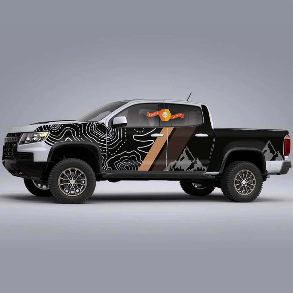 Kit di Adesivi in Vinile Topografici per Lato di Montagna per Chevy Colorado ZR2