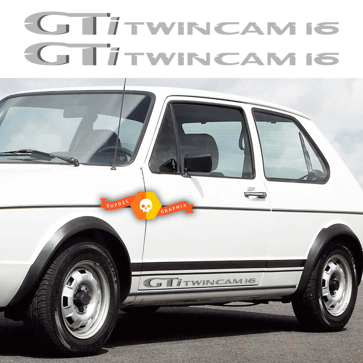 Set Adesivi Laterali GTi Twin Cam 16 per Volkswagen Golf GTI Mk1