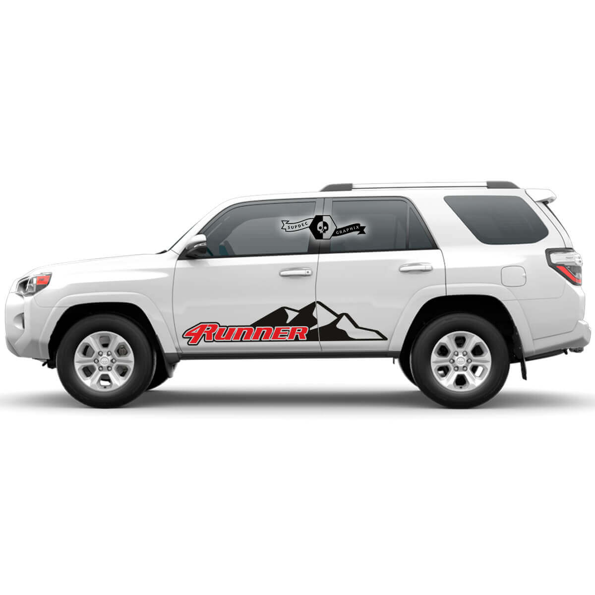 2x Adesivi in vinile per portiera laterale 4Runner 2023 con strisce montagna per Toyota 4Runner TRD
