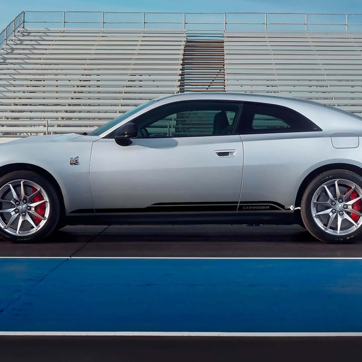Adesivo in vinile con doppie strisce laterali marchiato per Dodge Charger Electric