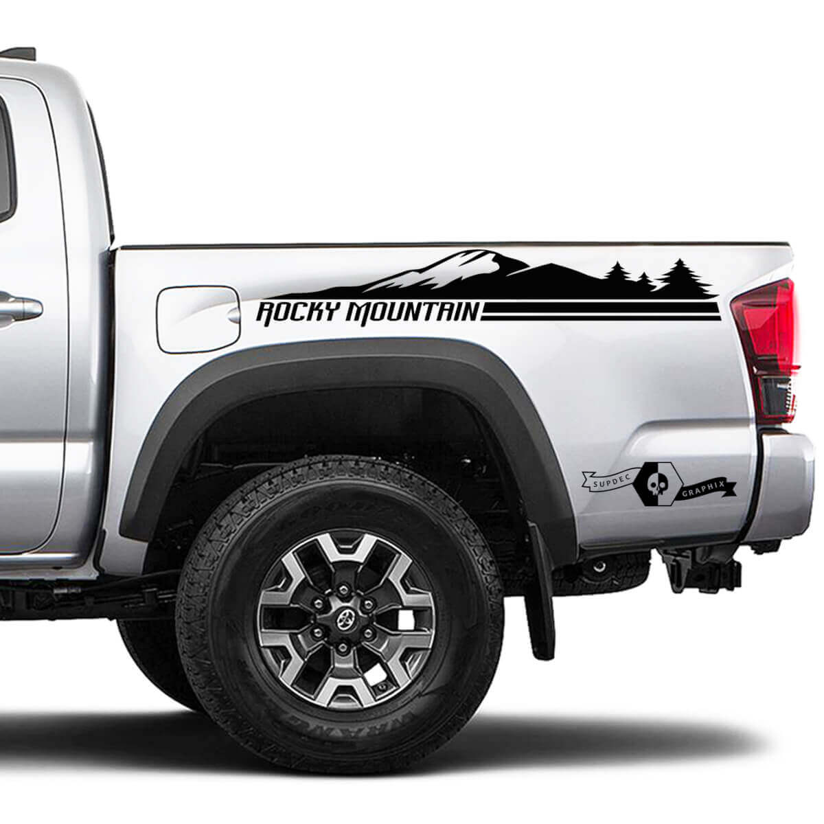 Coppia di adesivi grafici per fiancate del letto laterale Toyota Tacoma Rocky Mountain Forest
