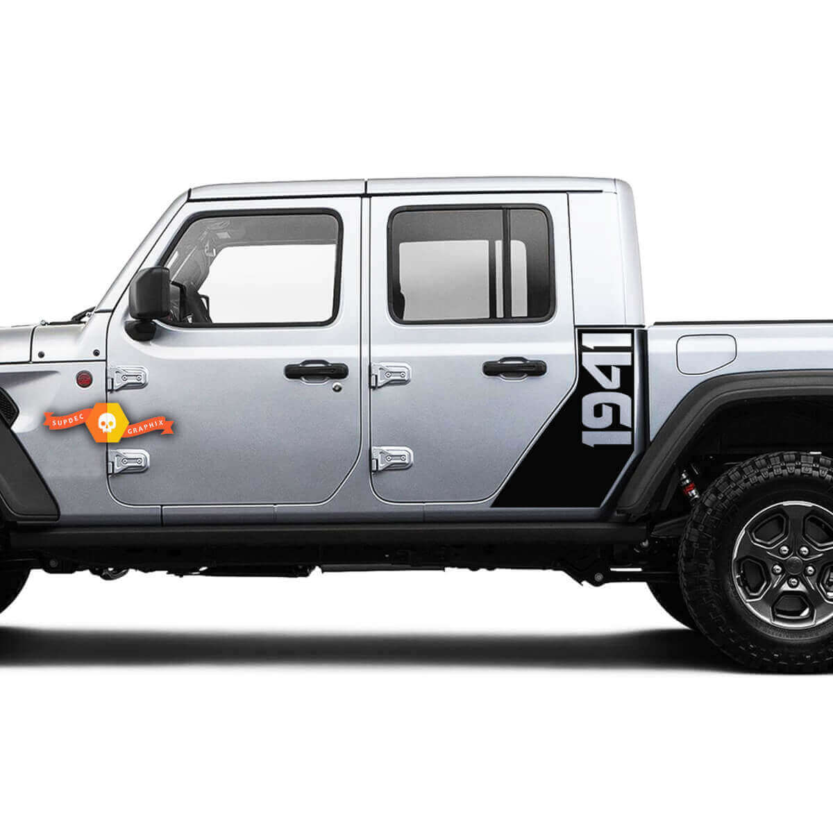 Kit di Strisce Viniliche Laterali Stile Seconda Guerra Mondiale 1941 per Jeep Gladiator