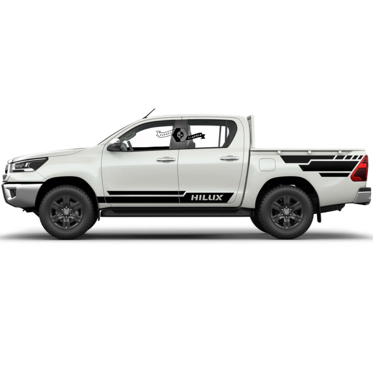 Coppia Adesivi in Vinile MODERN WRAP per Porte Rally e Parafango Laterale Toyota Hilux 2022
