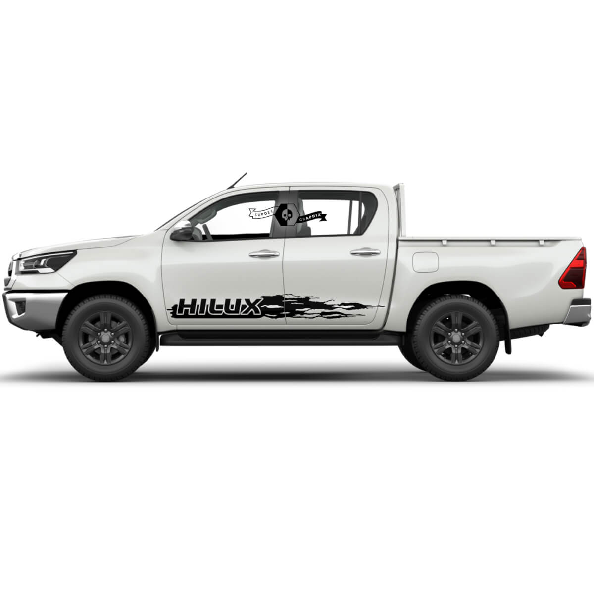 Coppia Toyota Hilux Modern Rally Modern Angogated Fire Lightning Stripe Latero Pannello Vinile adesivi Decal Graphic