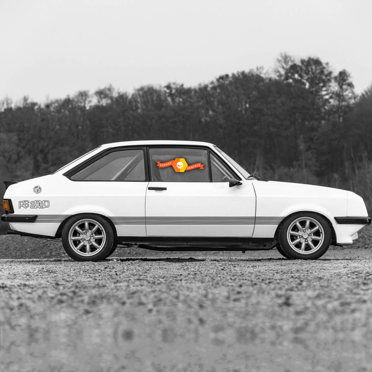 Strisce Accentate Logo RS2000 Adesivo Vinile Laterale per Musclecar Escort RS2000