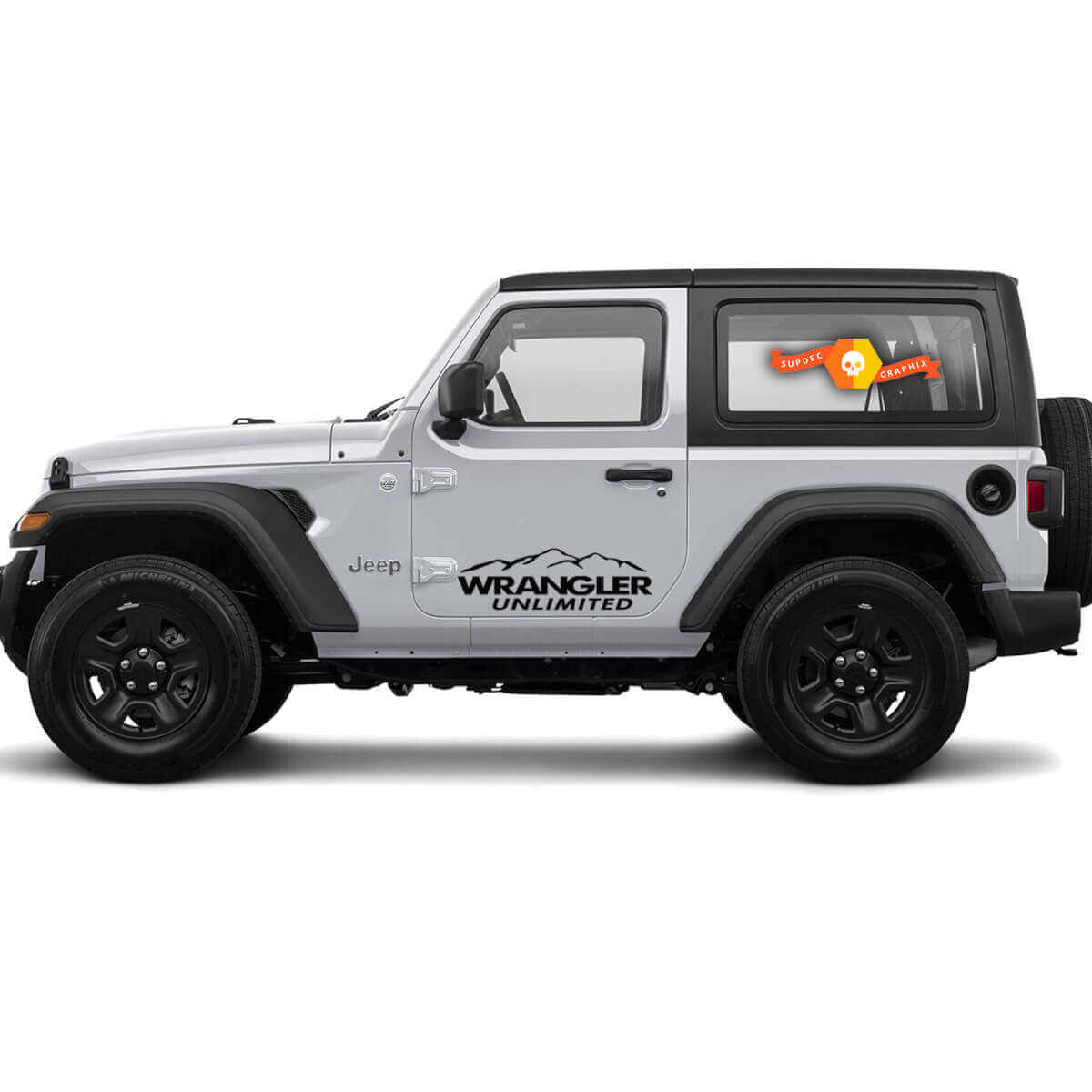 2 Adesivi in vinile per portiera o cofano Jeep WRANGLER UNLIMITED Mountain
