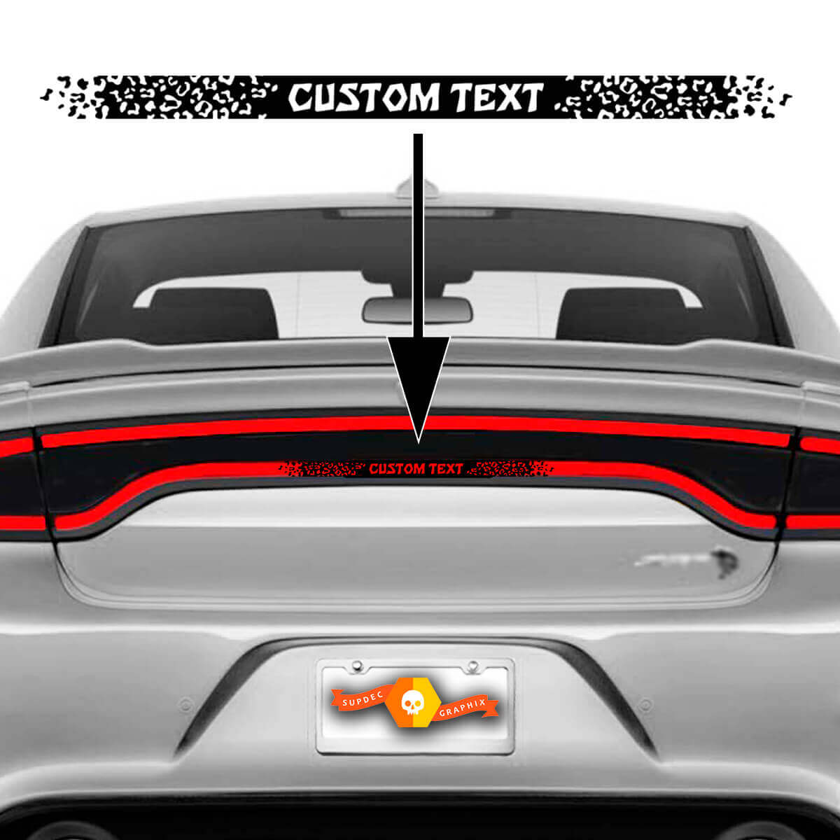 Adesivo in vinile per fari posteriori con testo personalizzato per Dodge Charger