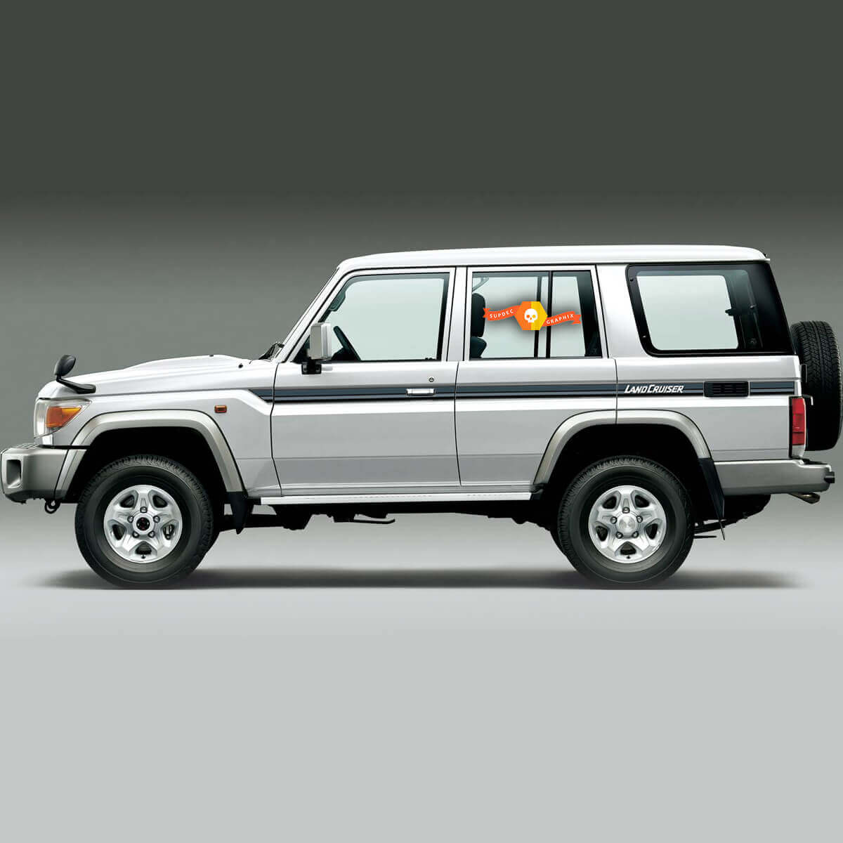 Kit Adesivi Vinile Retro Strisce Laterali per Toyota Land Cruiser Serie 70