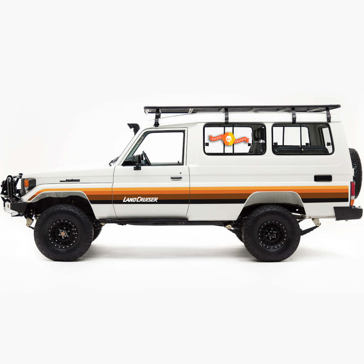 Adesivo in Vinile a Strisce Laterali Stile Vintage per Toyota Land Cruiser Troopy 75