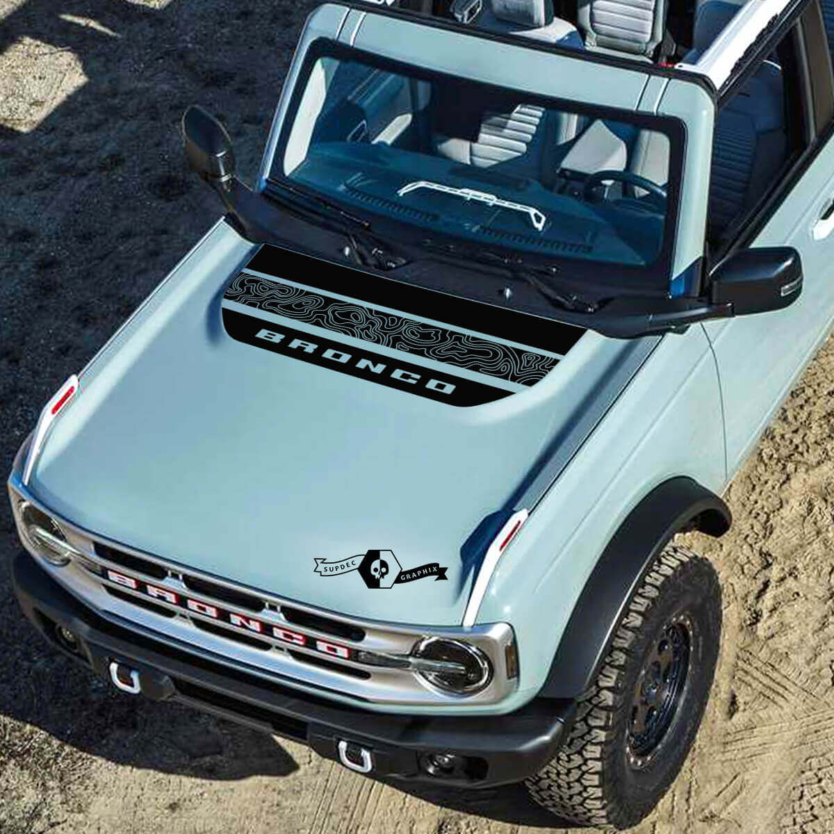 Adesivi in vinile per decalcomanie letterline con logo mappa topografica 2 per Musclecar horse