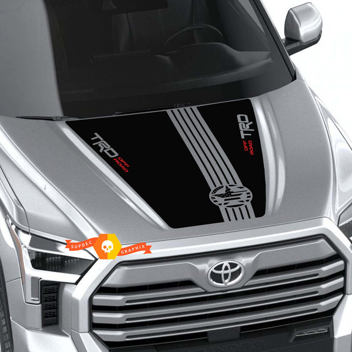 Adesivo in vinile con stella militare TRD e bandiera USA per cofano Toyota Tundra 2022