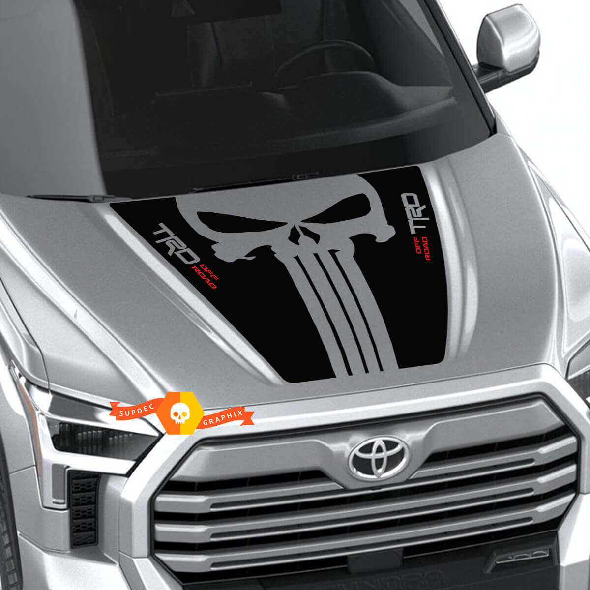 Adesivo in Vinile Cofano Stile TRD Punisher per Toyota Tundra 2022