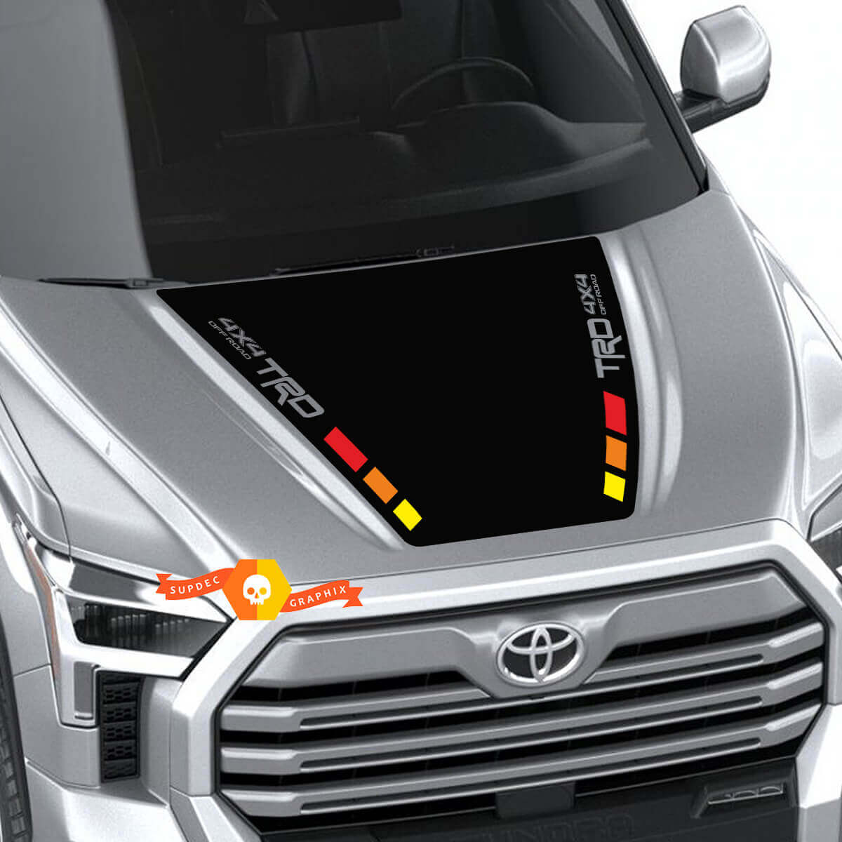 Adesivo in vinile a strisce larghe TRD Blackout per cofano Toyota Tundra 2022