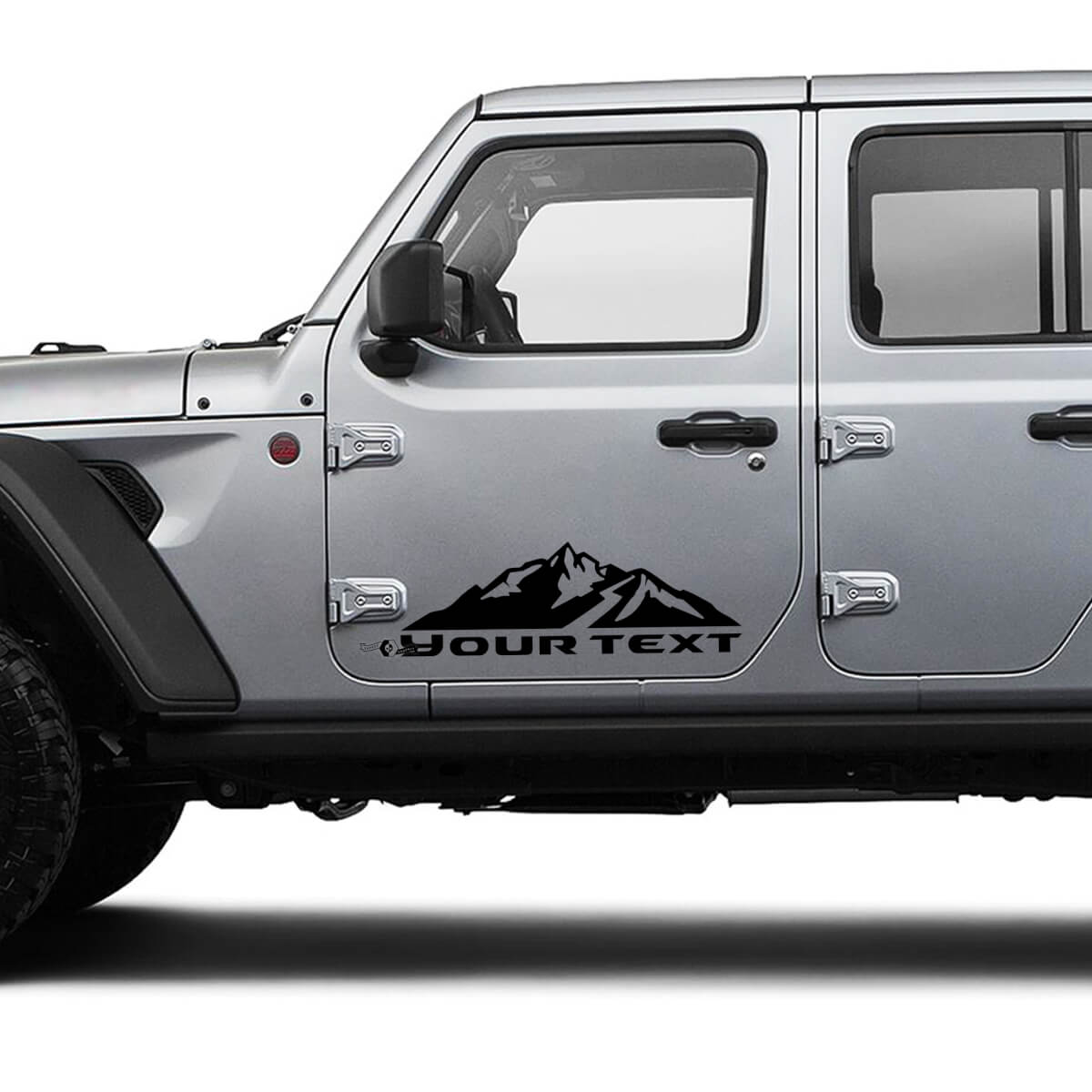 Adesivo in Vinile con Testo Personalizzato Montagne per Portiera Jeep Gladiator