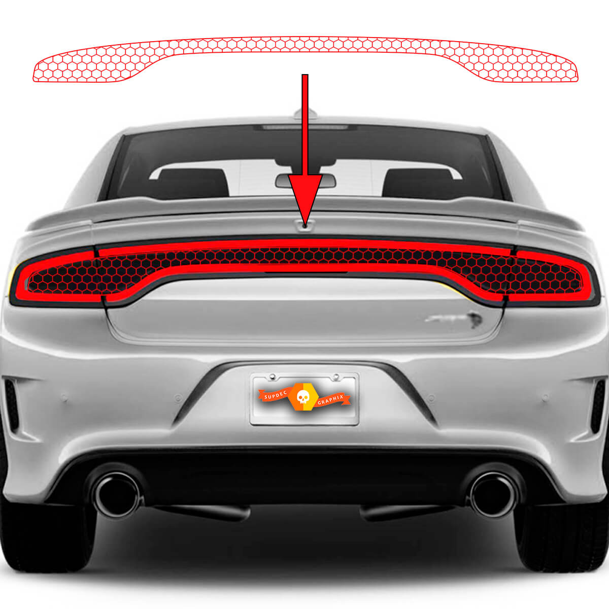 Dodge Charger SRT Hellcat Widebody Fanale posteriore a nido d'ape Vinile Decalcomania Grafica
