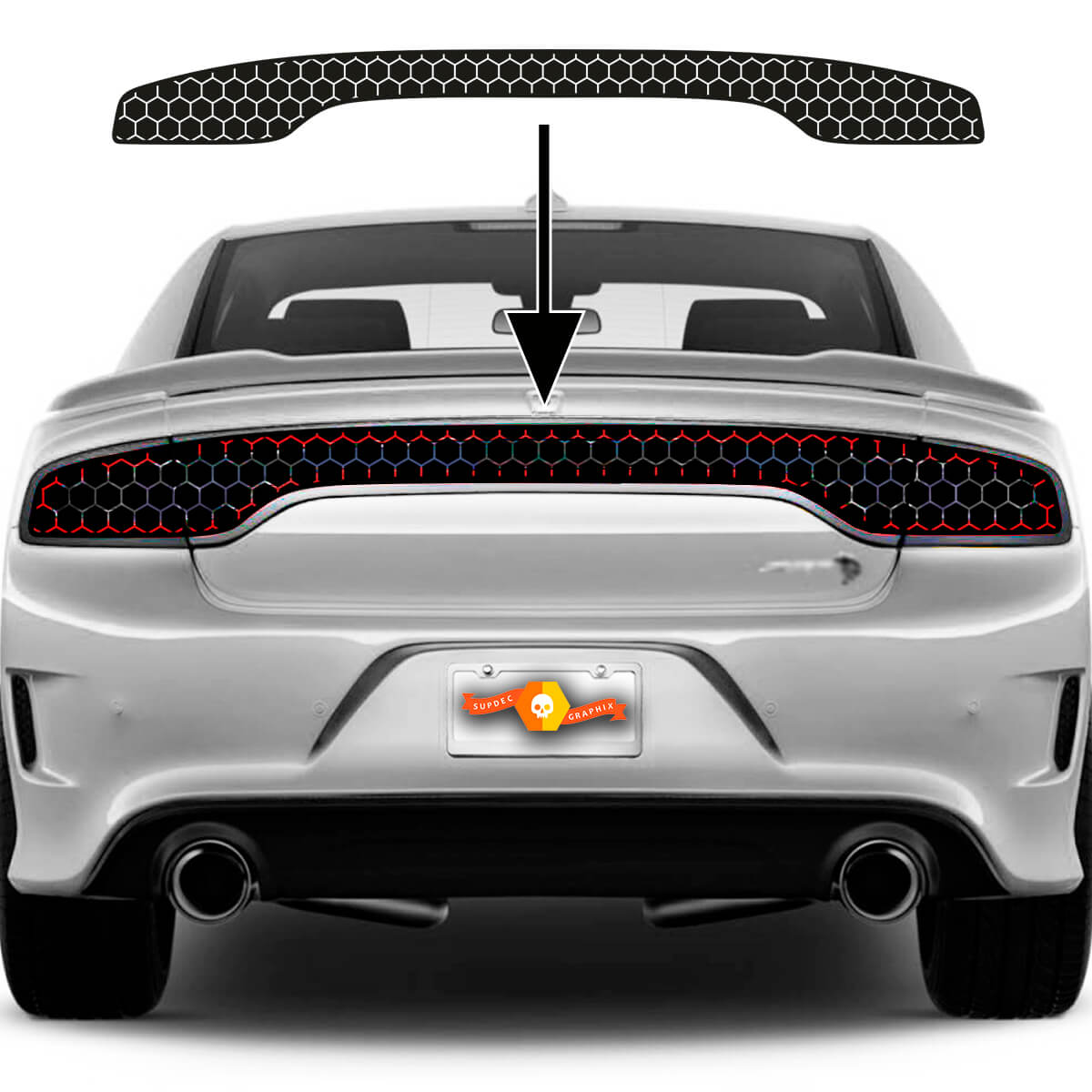 Dodge Charger SRT Hellcat Widebody fanale posteriore a nido d'ape tonificante grafica adesiva in vinile
