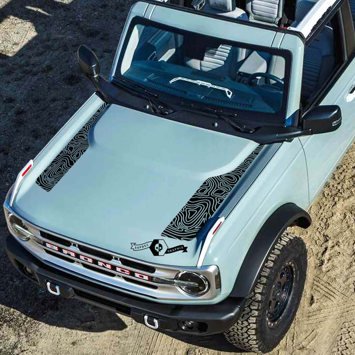 Nuovo logo Musclecar horse 2021 2022 Kit adesivo in vinile per cofano con mappa topografica
