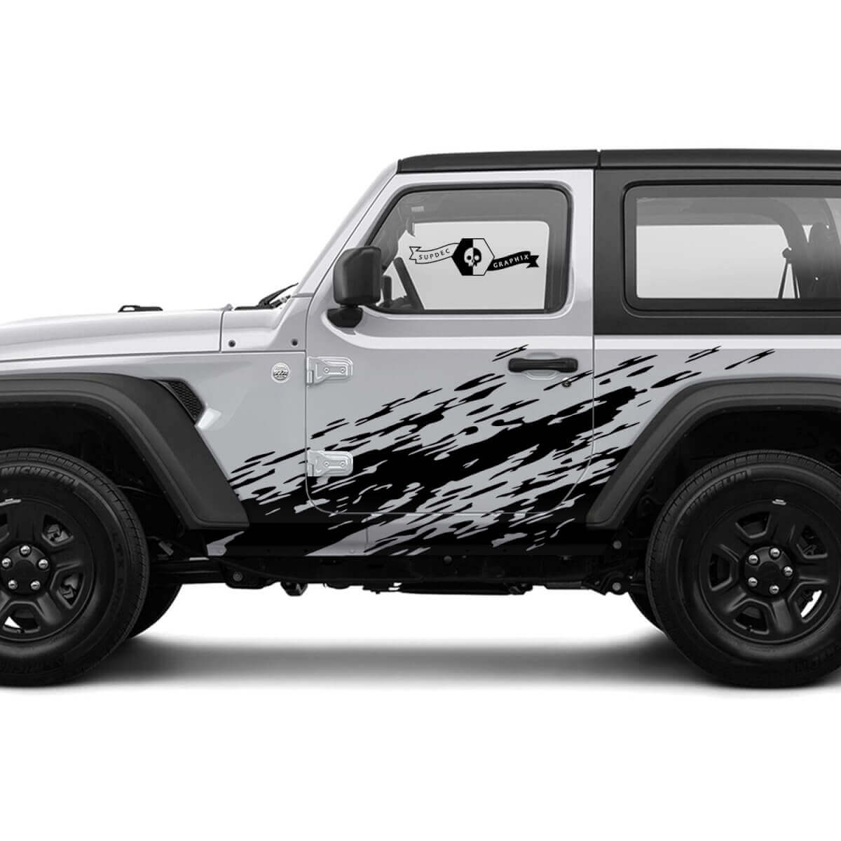 Kit adesivi vinile paraspruzzi laterali per porta Jeep Wrangler
